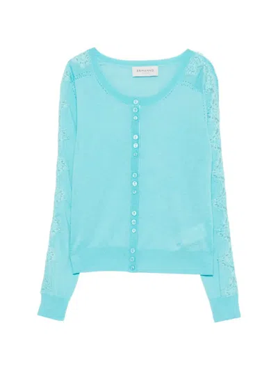 Ermanno Turquoise Polyamide Cardigan In Blue