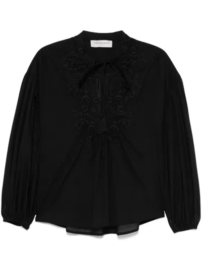 Ermanno V-necked Blouse In Black