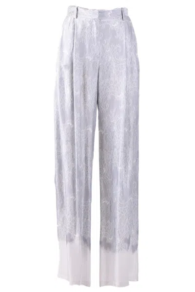 Ermanno Wide-leg Trousers With Intricate Lace Detailing And Comfortable Fit In Grey