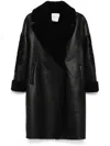 Shop Ermanno Women's Faux Leather Double-breasted Button Coat In Black