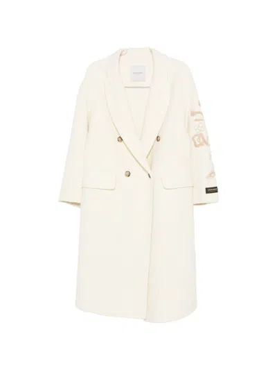 Ermanno Wool Double-breasted Coat In White