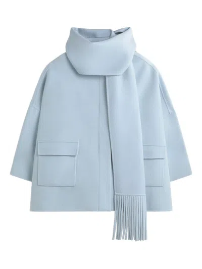 Ermanno Wool Scarfed Cape In Blue