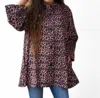 Erma’s Closet Leopard Print Swing Jacket In Black/brown In Black