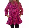 Erma’s Closet Zebra Print Swing Jacket In Hot Pink/black In Multi