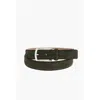 Ermenegildo Zegna 40mm Suede Leather Solid Color Belt In Green