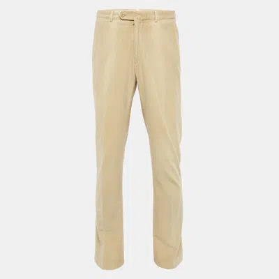 Pre-owned Ermenegildo Zegna Beige Corduroy Regular Fit Pants L/waist 33" In Sand