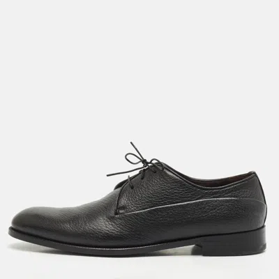 Pre-owned Ermenegildo Zegna Black Leather Lace Up Derby Size 42