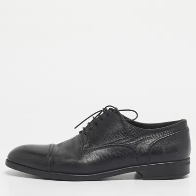 Pre-owned Ermenegildo Zegna Black Leather Lace Up Derby Size 44