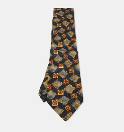 Pre-owned Ermenegildo Zegna Black Print Silk Tie