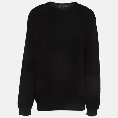 Pre-owned Ermenegildo Zegna Black Tricot Knit Wool Sweater Xxxl