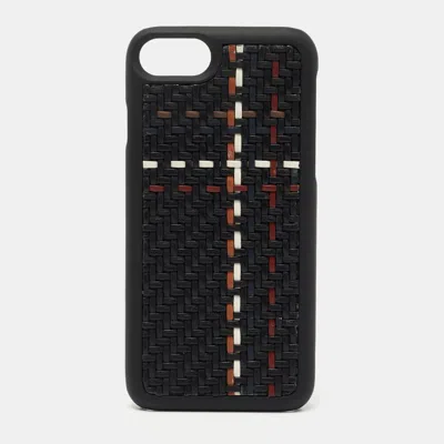 Pre-owned Ermenegildo Zegna Black Woven Leather Iphone 6 Cover