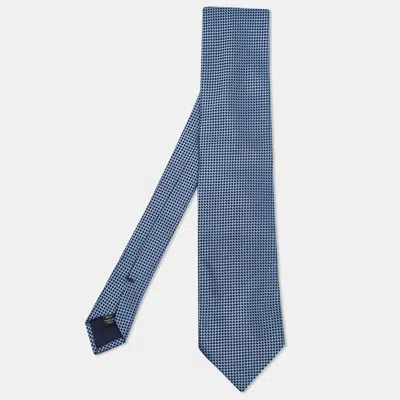 Pre-owned Ermenegildo Zegna Blue Check Patterned Silk Tie