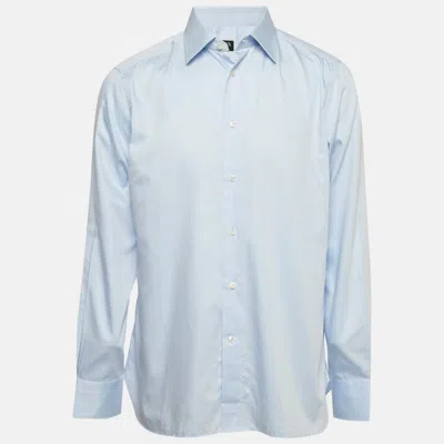 Pre-owned Ermenegildo Zegna Blue Cotton Button Front Shirt Xxl