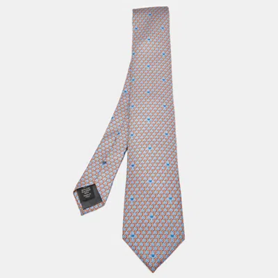 Pre-owned Ermenegildo Zegna Blue Printed Silk Tie