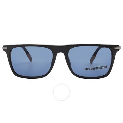 Ermenegildo Zegna Blue Rectangular Men's Sunglasses Ez0204 01v 56 In Black