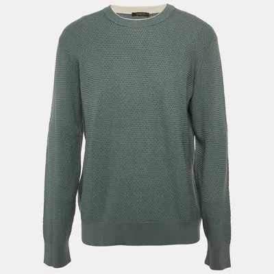 Pre-owned Ermenegildo Zegna Bluish Grey Patterned Wool Knit Jumper Xxxl