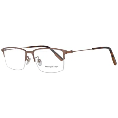 Ermenegildo Zegna Bronze Men Optical Frames In Brown