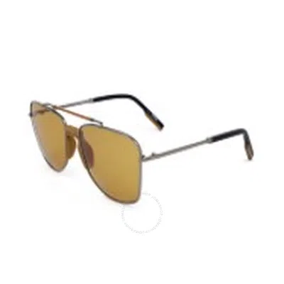 Ermenegildo Zegna Bronze Pilot Men's Sunglasses Ez0130 08e 58 In Brown