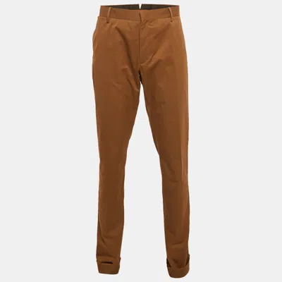 Pre-owned Ermenegildo Zegna Brown Cotton Regular Fit Trousers L