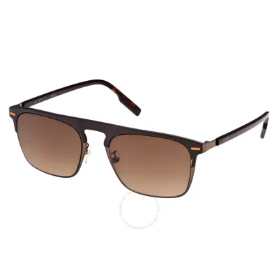 ERMENEGILDO ZEGNA ERMENEGILDO ZEGNA BROWN GRADIENT BROWLINE MEN'S SUNGLASSES EZ0216-H 48F 56