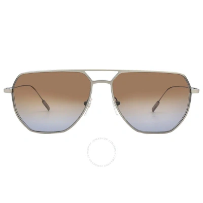 Ermenegildo Zegna Brown Gradient Navigator Men's Sunglasses Ez0207 09f 58 In Brown / Gun Metal / Gunmetal