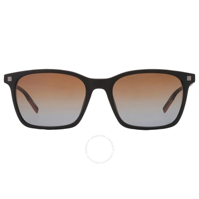 Ermenegildo Zegna Brown Gradient Rectangular Men's Sunglasses Ez0181 02f 57 In Black / Brown