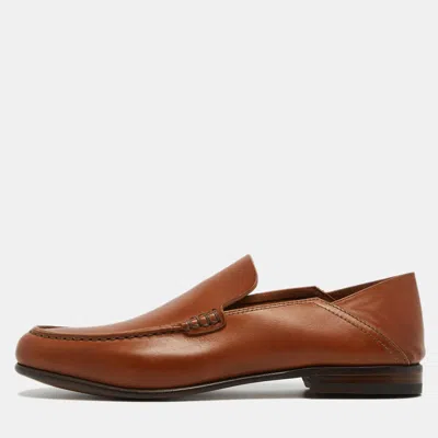Pre-owned Ermenegildo Zegna Brown Leather Slip On Loafers Size 42