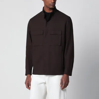 Ermenegildo Zegna Brown Linen Overshirt
