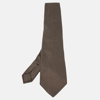 Pre-owned Ermenegildo Zegna Brown Micro Checked Silk Tie