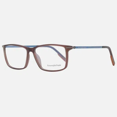 Ermenegildo Zegna Brown Men Optical Frames In Blue