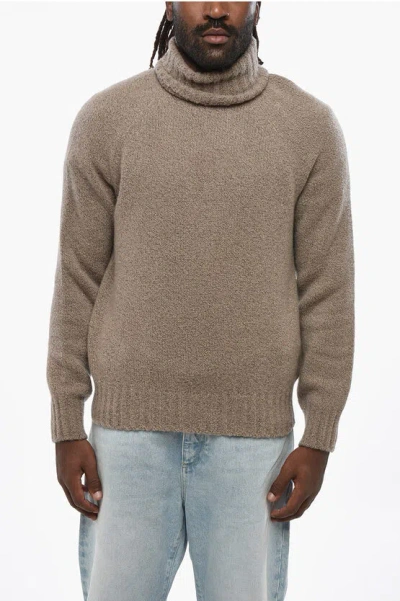 Ermenegildo Zegna Cashmere And Silk Turtleneck Sweater In Brown