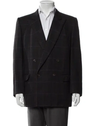 Pre-owned Ermenegildo Zegna Cashmere Plaid Print Blazer In Black
