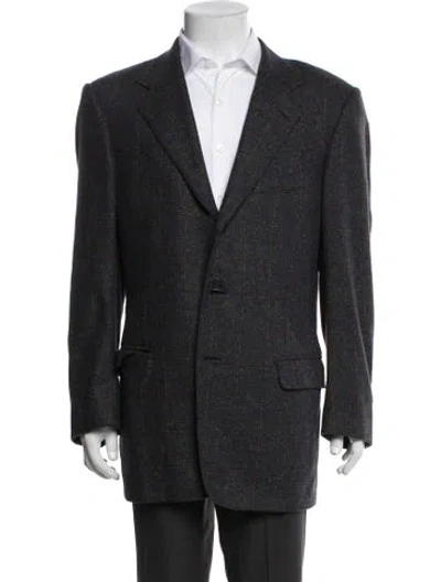Pre-owned Ermenegildo Zegna Cashmere Plaid Print Two-piece Blazer In Gray