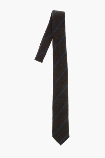 Ermenegildo Zegna Cashmere Tie With Oblique Stripe Motif Grösse Unica