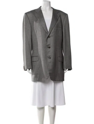 Pre-owned Ermenegildo Zegna Cashmere Tweed Pattern Coat In Blue