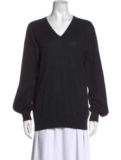 Pre-owned Ermenegildo Zegna Cashmere V-neck Sweater In Black