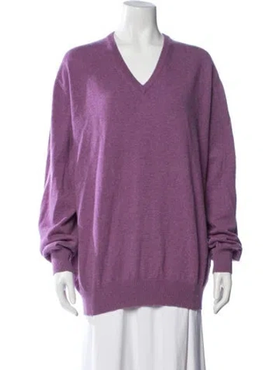 Pre-owned Ermenegildo Zegna Cashmere V-neck Sweater In Purple