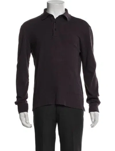 Pre-owned Ermenegildo Zegna Collar Long Sleeve Polo Sweater In Purple