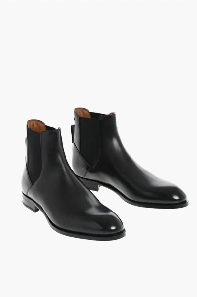 Ermenegildo Zegna Couture Xxx Coated Leather Vienna Blake Ankle Boot In Black