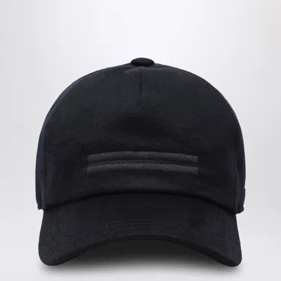 Ermenegildo Zegna Dark Blue Baseball Cap In Wool In Black