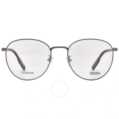 Ermenegildo Zegna Demo Round Men's Eyeglasses Ez5252-h 008 52 In Gun Metal / Gunmetal