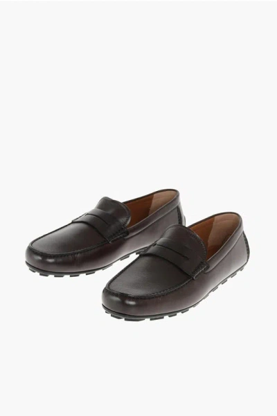 Ermenegildo Zegna Ez Luxury Leather Driving Loafer In Brown