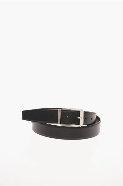 Ermenegildo Zegna Ez Luxury Leather Reversible Belt 35mm In Black