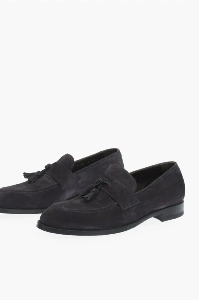 Ermenegildo Zegna Ez Tailoring Suede Leather Siena Tassle Loafers In Blue