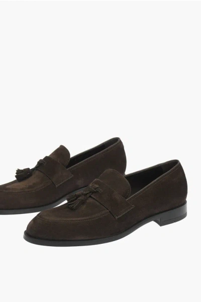 Ermenegildo Zegna Ez Tailoring Suede Leather Siena Tassle Loafers In Black
