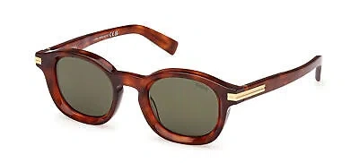 Pre-owned Ermenegildo Zegna Ez0229 Havana Beige/smoke 47/23/145 Unisex Sunglasses In Gray
