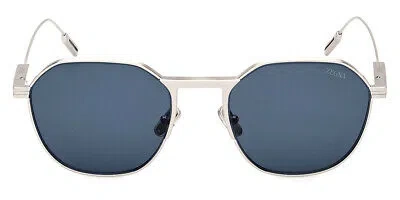 Pre-owned Ermenegildo Zegna Ez0234 Sunglasses Men Shiny Palladium 55mm 100% Authentic In Blue