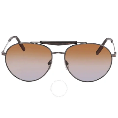 Ermenegildo Zegna Gradient Brown Pilot Men's Sunglasses Ez0154 12f 61 In Brown / Dark