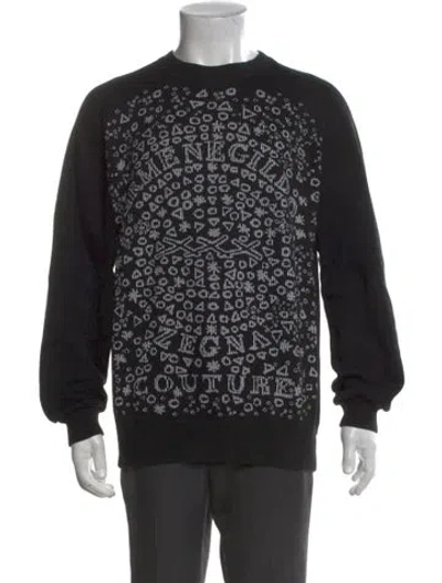 Pre-owned Ermenegildo Zegna Graphic Print Crew Neck Sweatshirt In Black