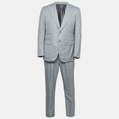 Pre-owned Ermenegildo Zegna Grey Checked Wool Blend Single Breasted Suit L